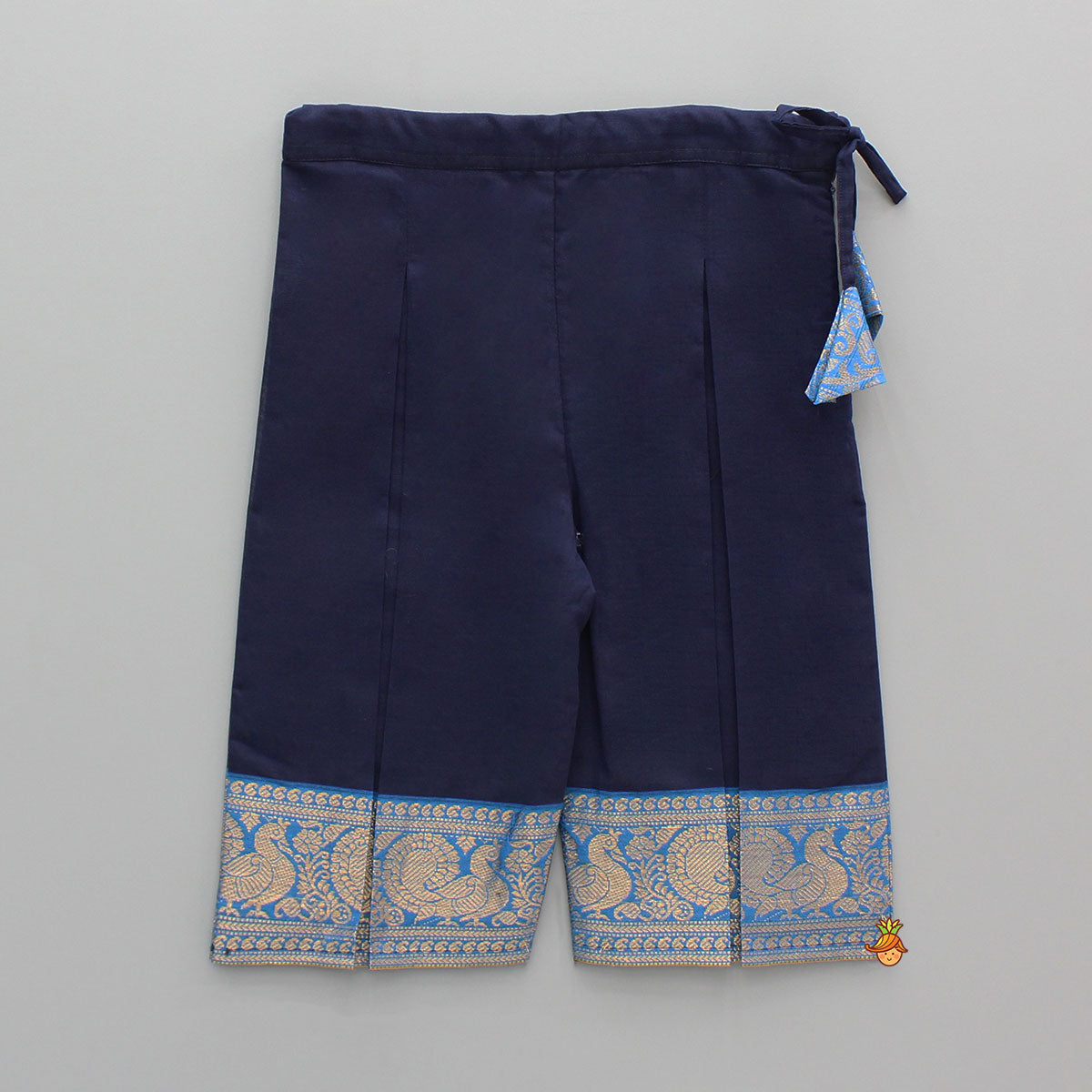 Blue Pattu Top With Matching Pant