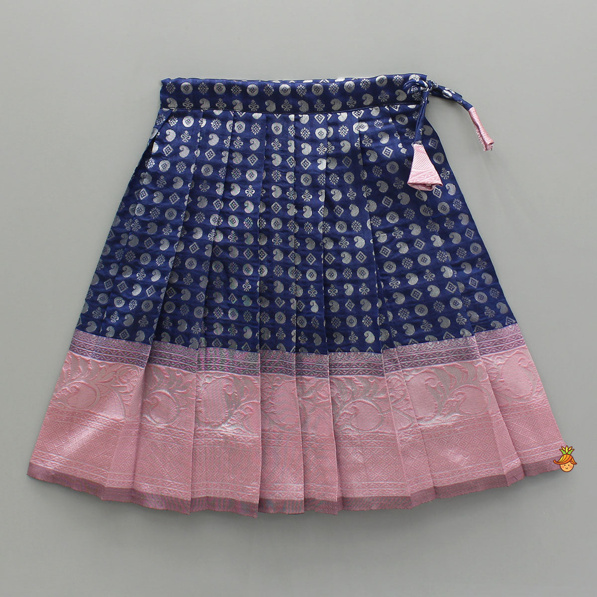 Stylish Pattu Top With Brocade Skirt