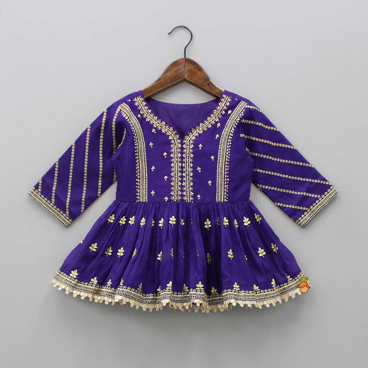 Sequin And Zari Thread Embroidered Peplum Top With Tulip Style Dhoti