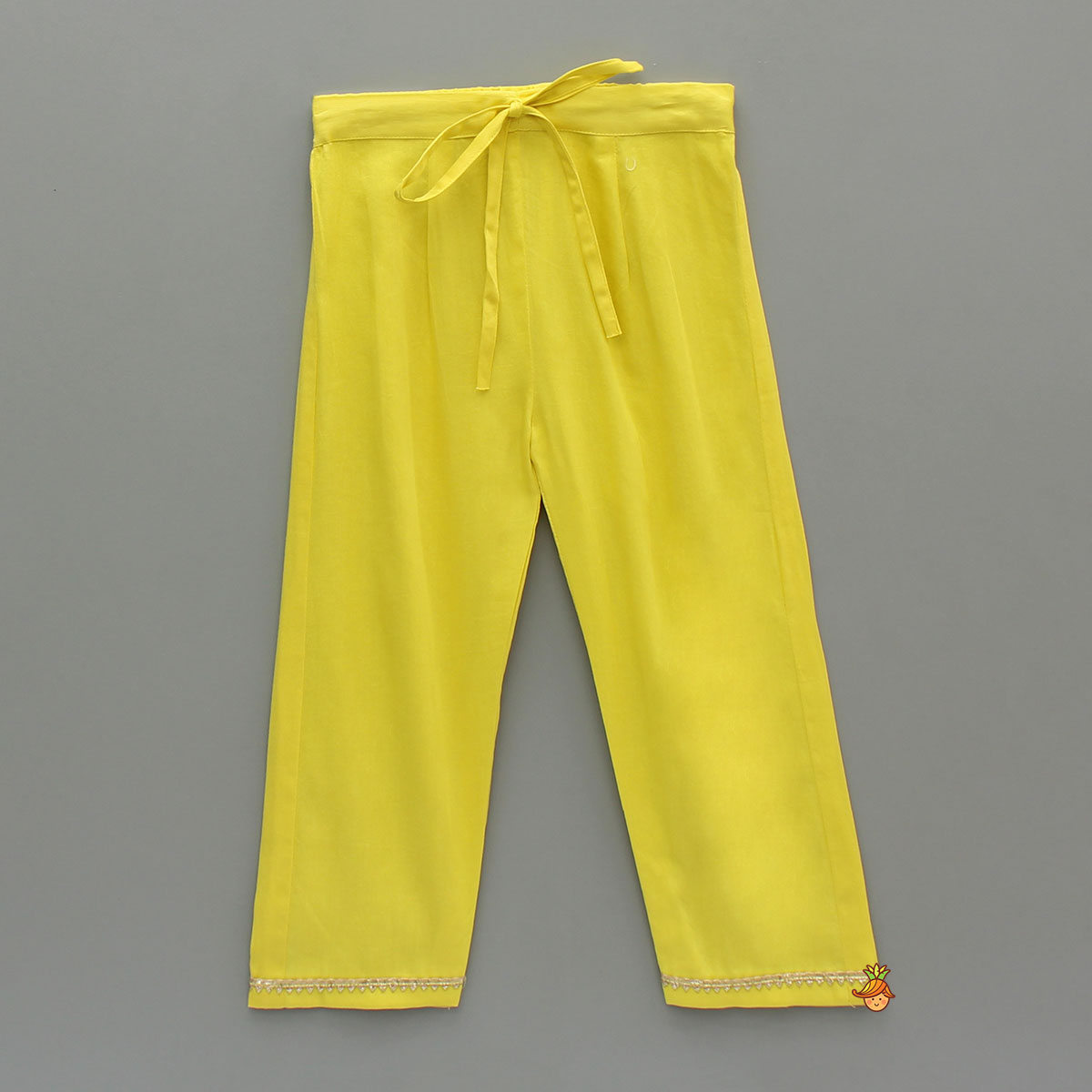 Yellow Strappy Kurti With Matching Pant And Dupatta
