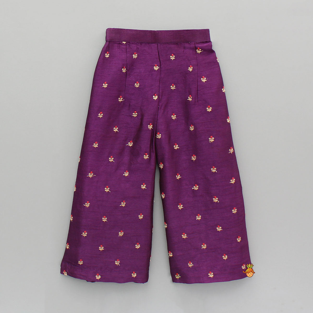 Purple Embroidered Kurti With Palazzo And Dupatta