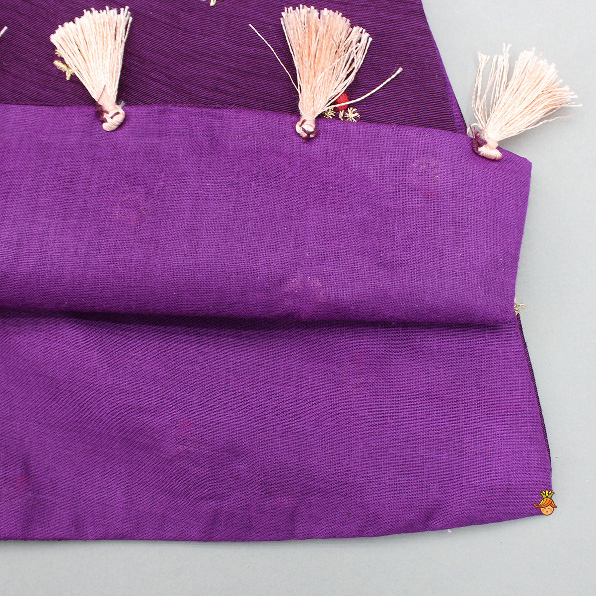 Purple Embroidered Kurti With Palazzo And Dupatta