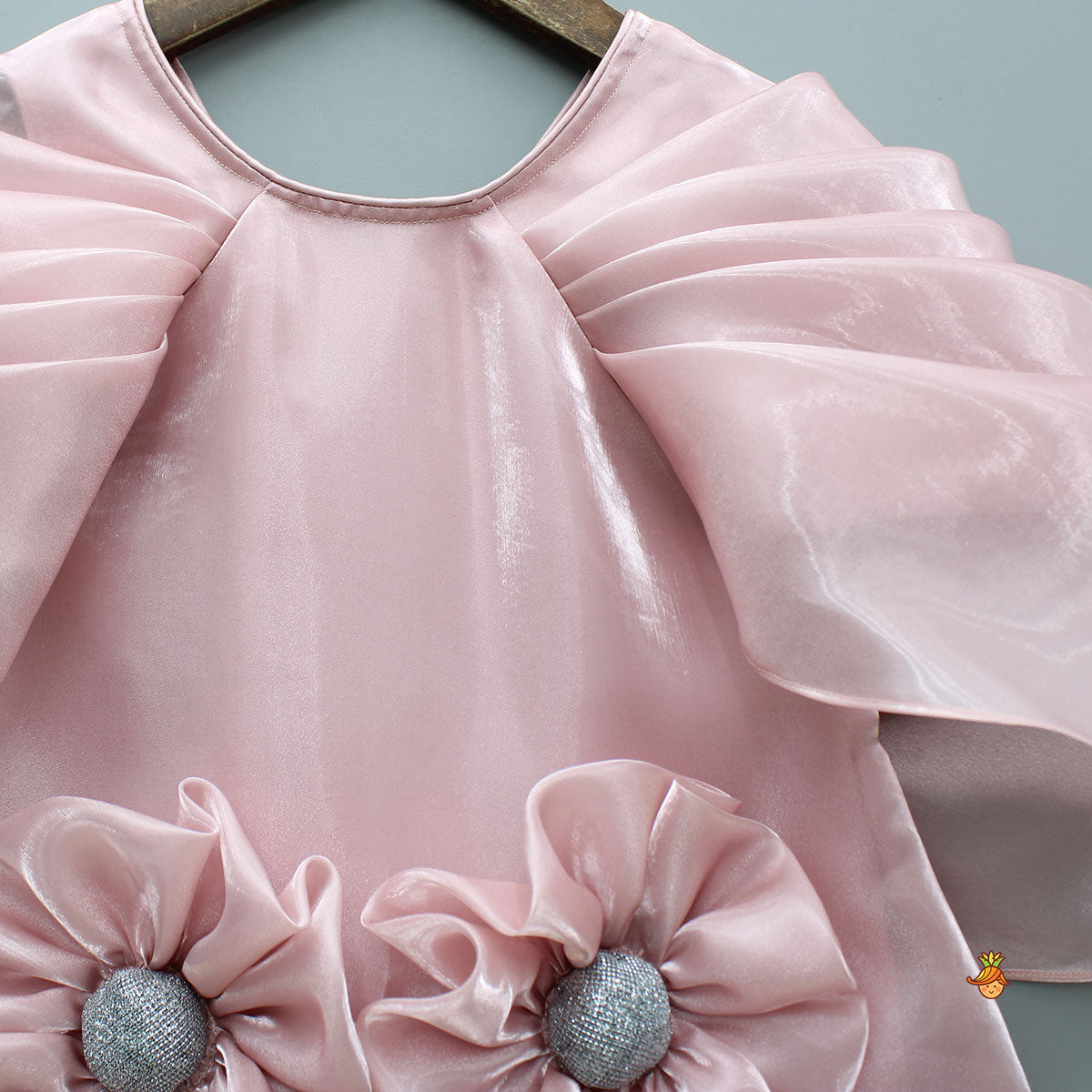 Pink Artificial Flowers Embellished Dress