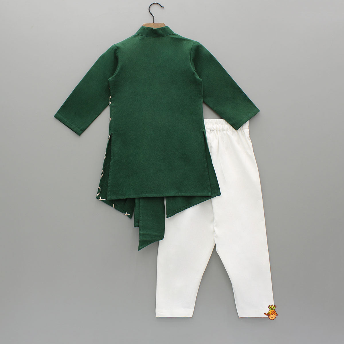 Green Pleated Asymmetric Stylish Kurta With Pant