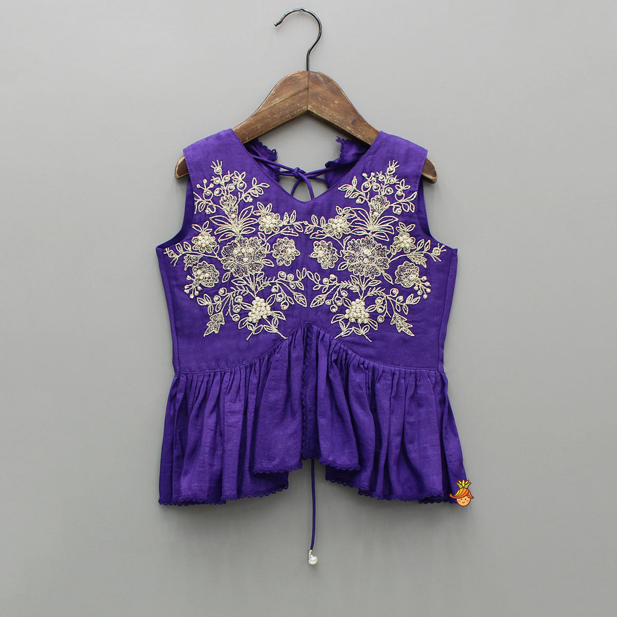 Violet Embroidered Top And Pleated Lehenga