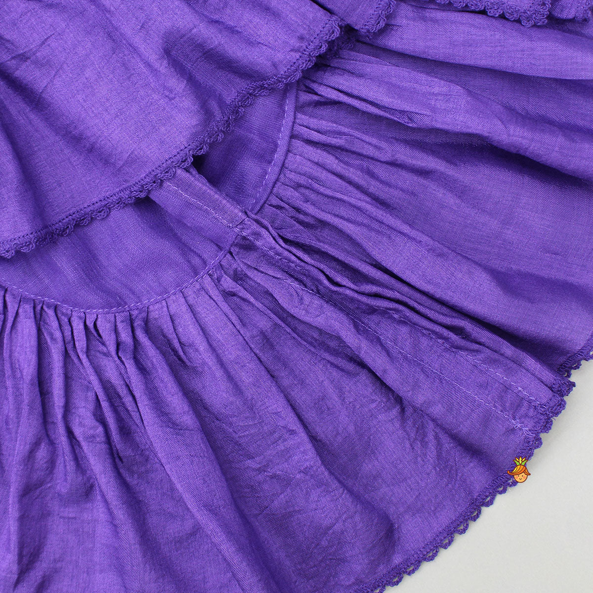 Violet Embroidered Top And Pleated Lehenga