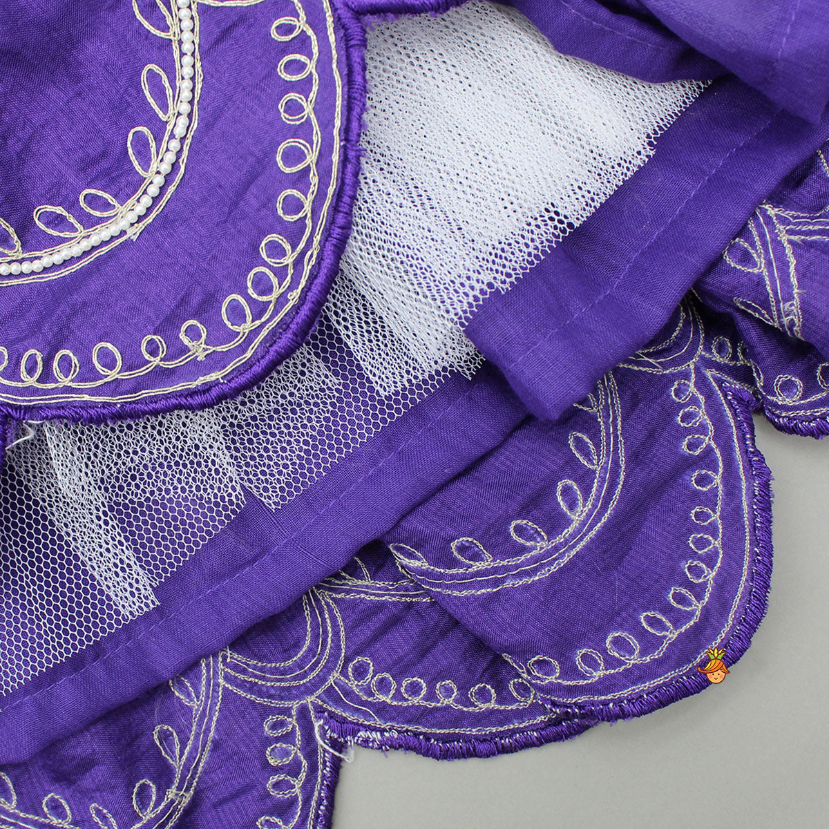 Violet Embroidered Top And Pleated Lehenga