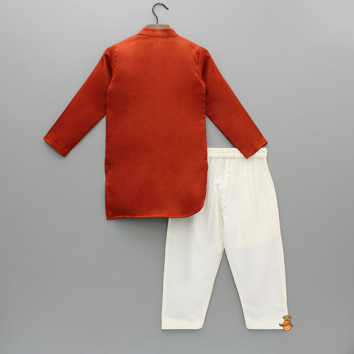 Rust Flap Kurta With Pleated Drape Detailing And Pant