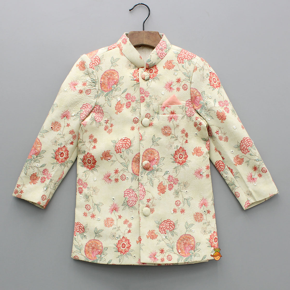 Floral Multicolour Printed Sherwani And Pyjama
