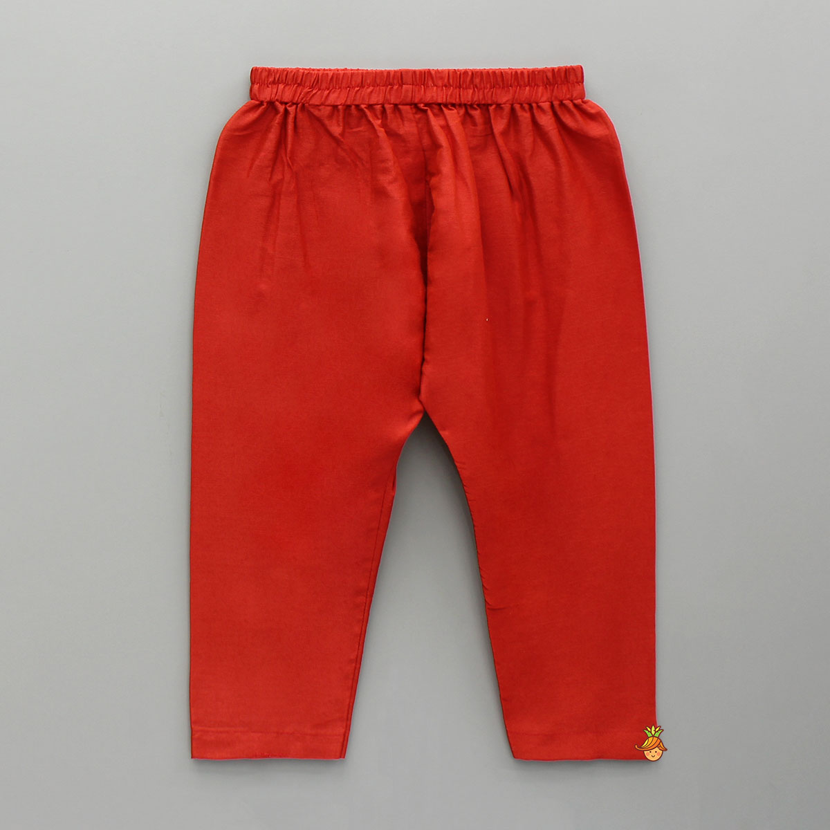 Red Kurta With Embroidered Front Open Jacket And Pyjama