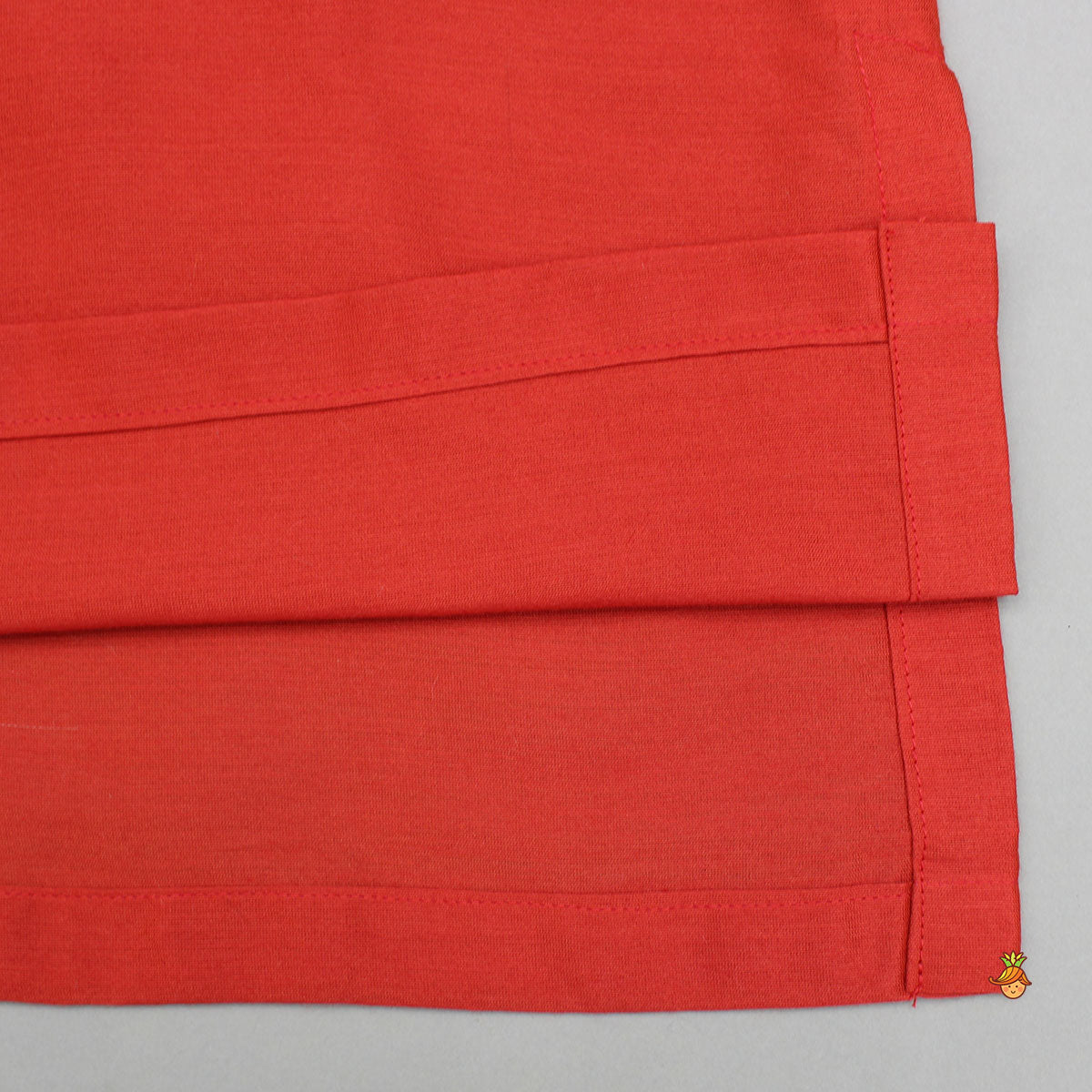Red Kurta With Embroidered Front Open Jacket And Pyjama