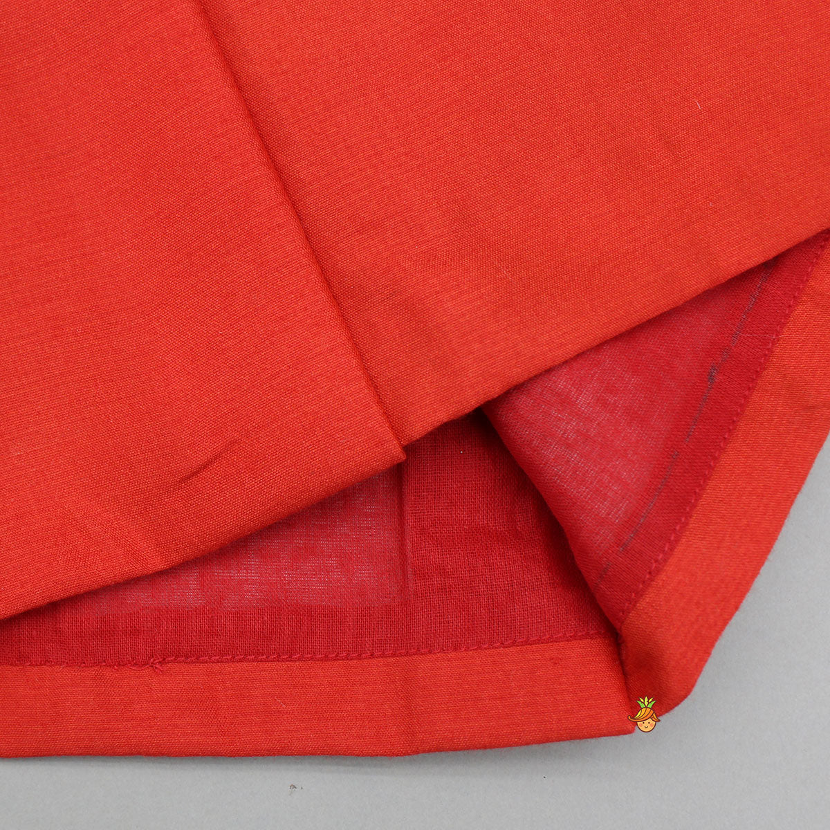 Red Kurta With Embroidered Front Open Jacket And Pyjama