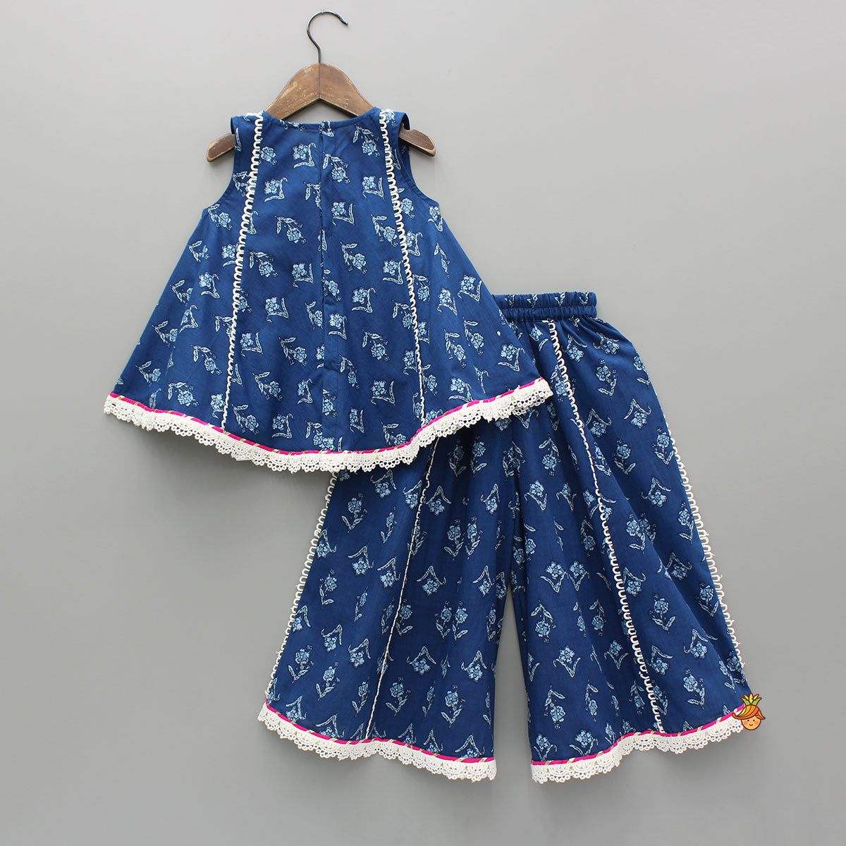 Blue Printed Flared Top And Palazzo