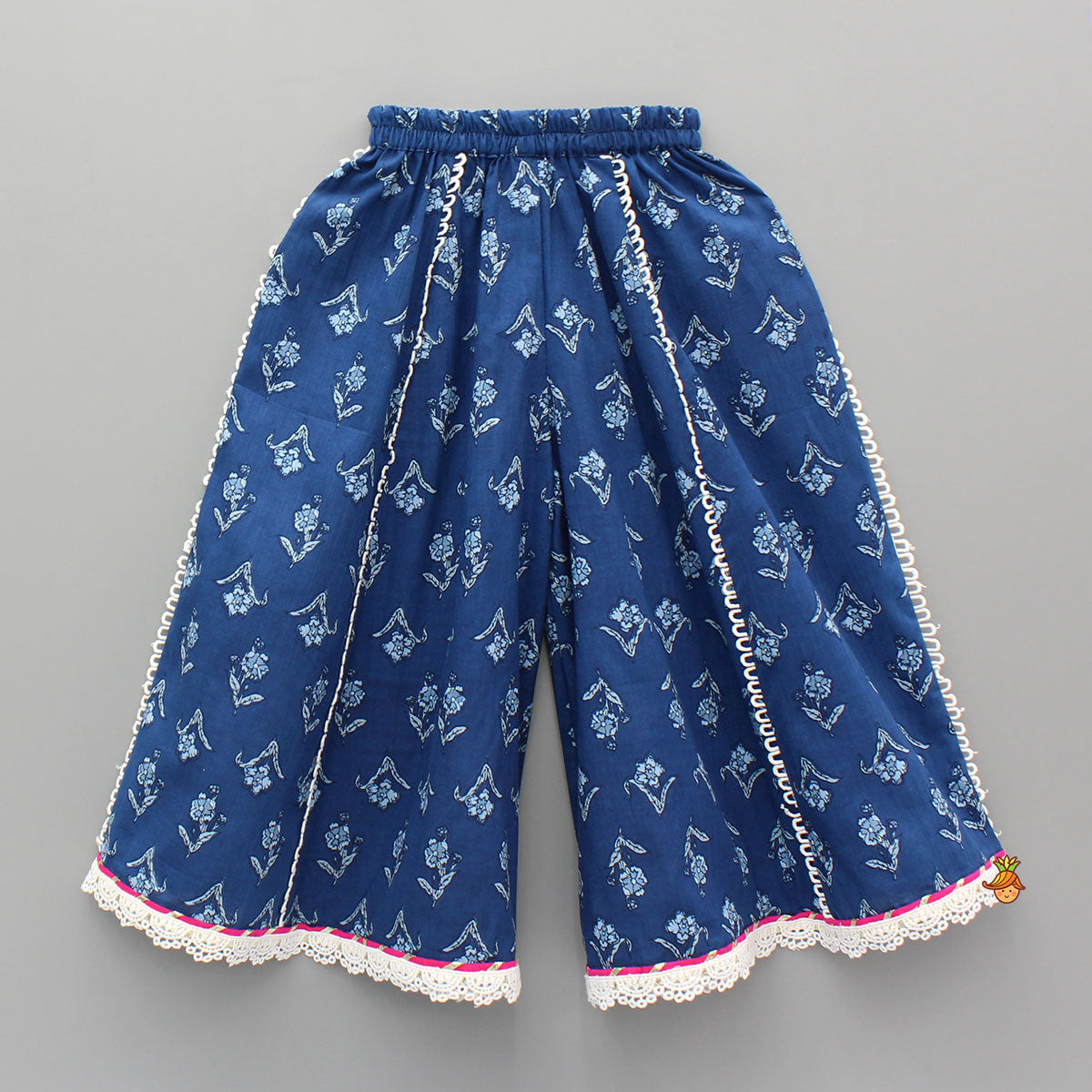 Blue Printed Flared Top And Palazzo