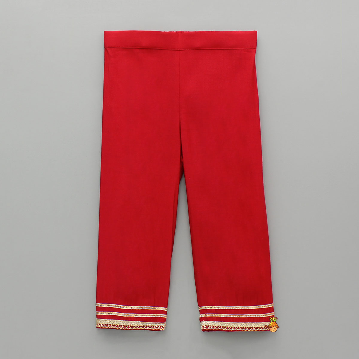 Red Angarkha Style Embroidered Peplum Kurti And Pant