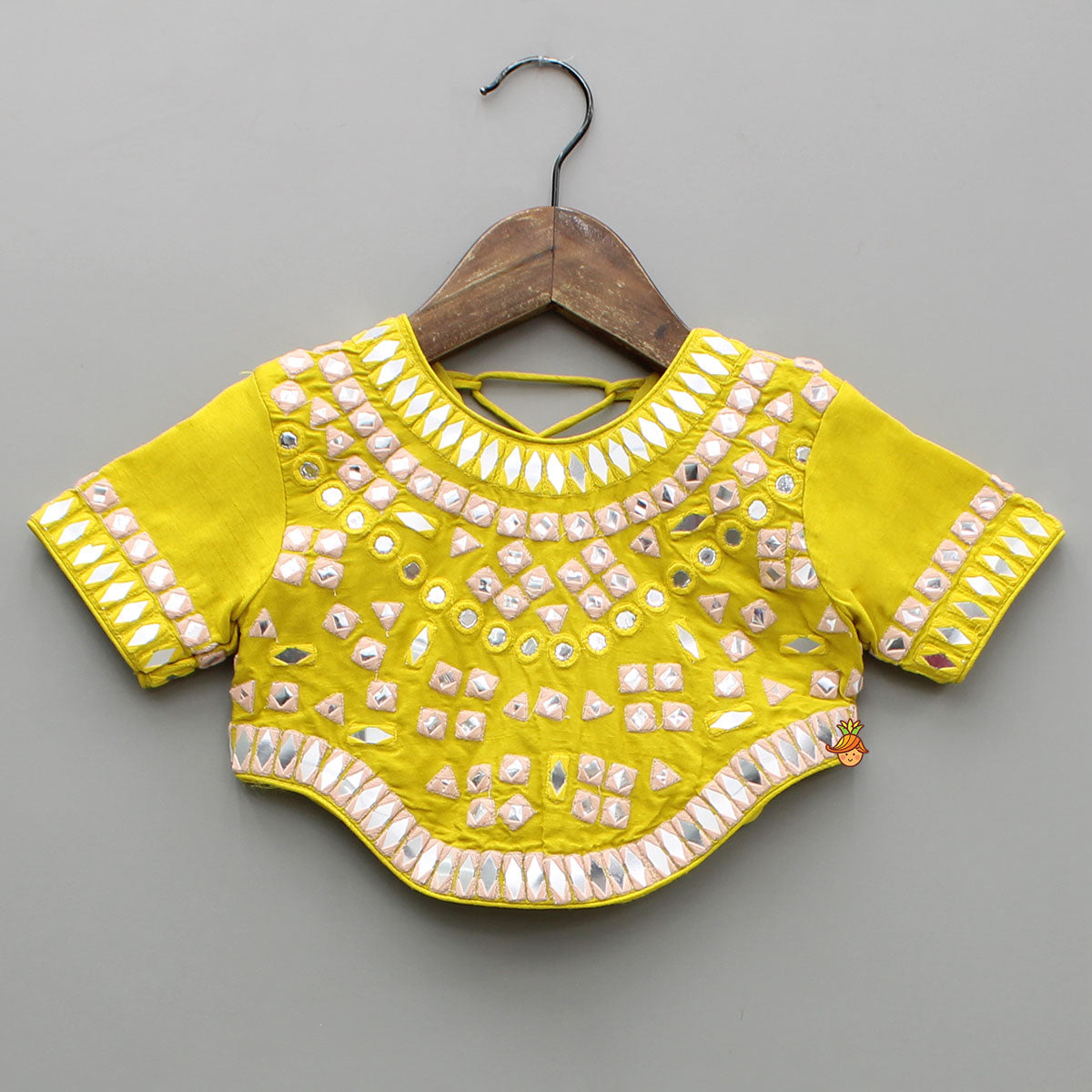 Faux Mirror Embroidered Top And Lehenga With Dupatta