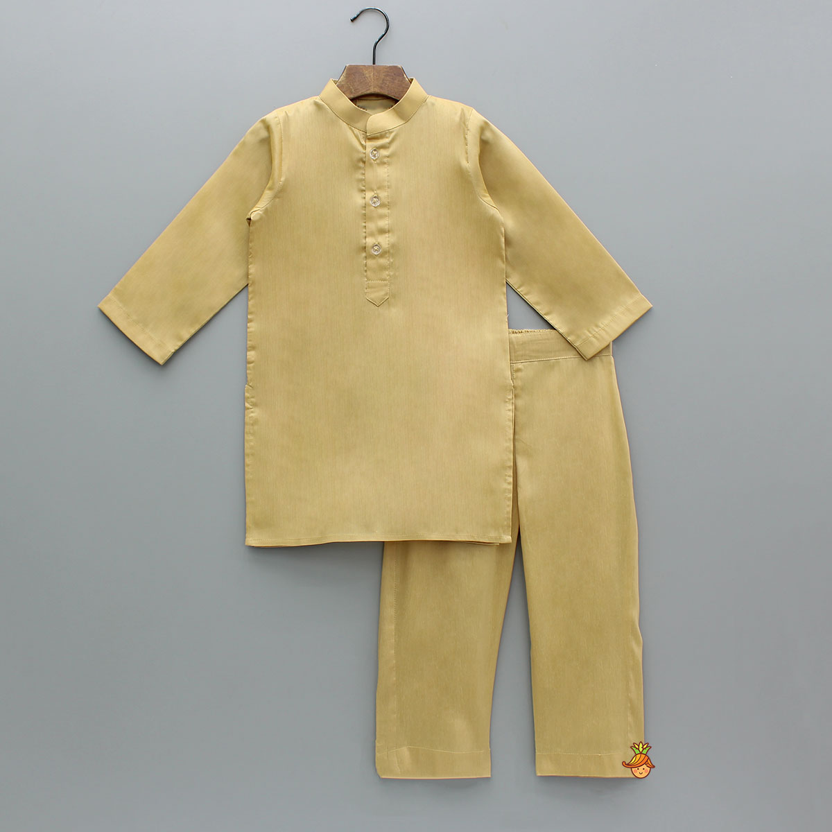 Golden Kurta With Multicolor Brocade Jacket And Pyjama