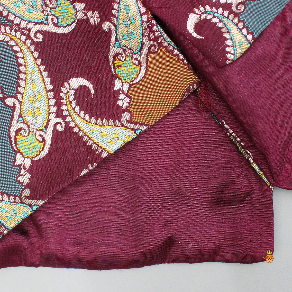 Golden Kurta With Multicolor Brocade Jacket And Pyjama