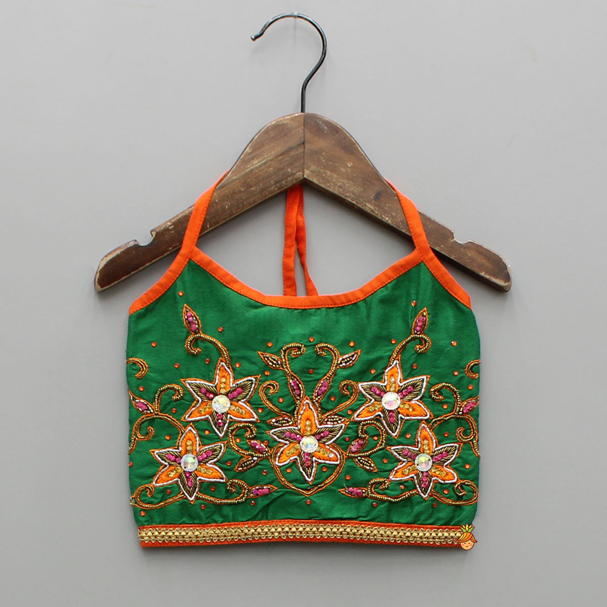 Floral Beaded Halter Neck Top And Printed Dhoti