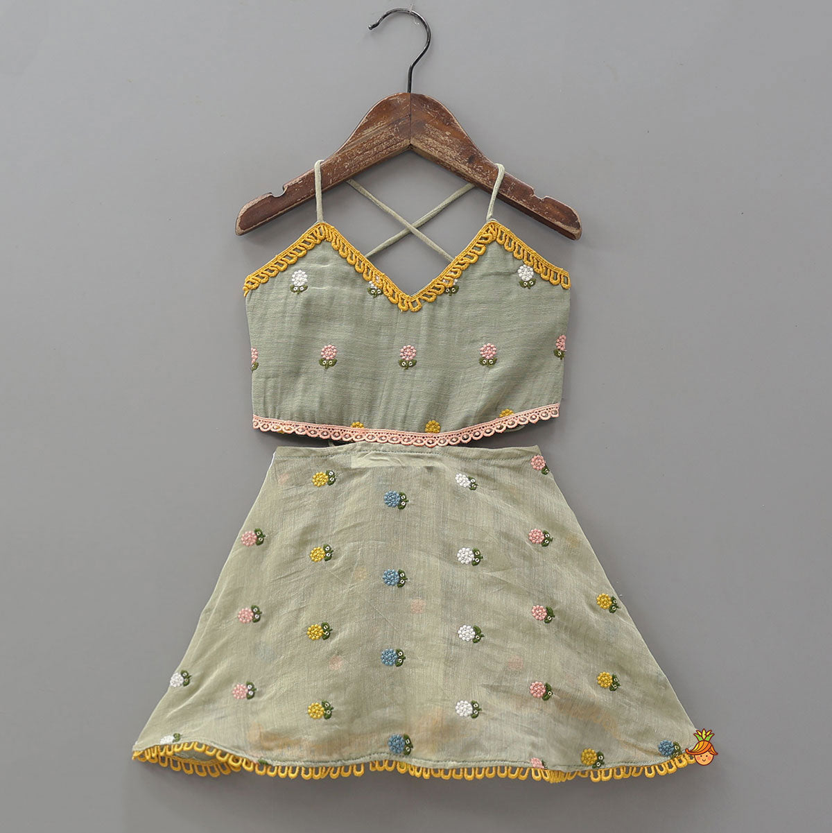 Floral Embroidered Stylish Backless Kurti With Sharara And Dupatta