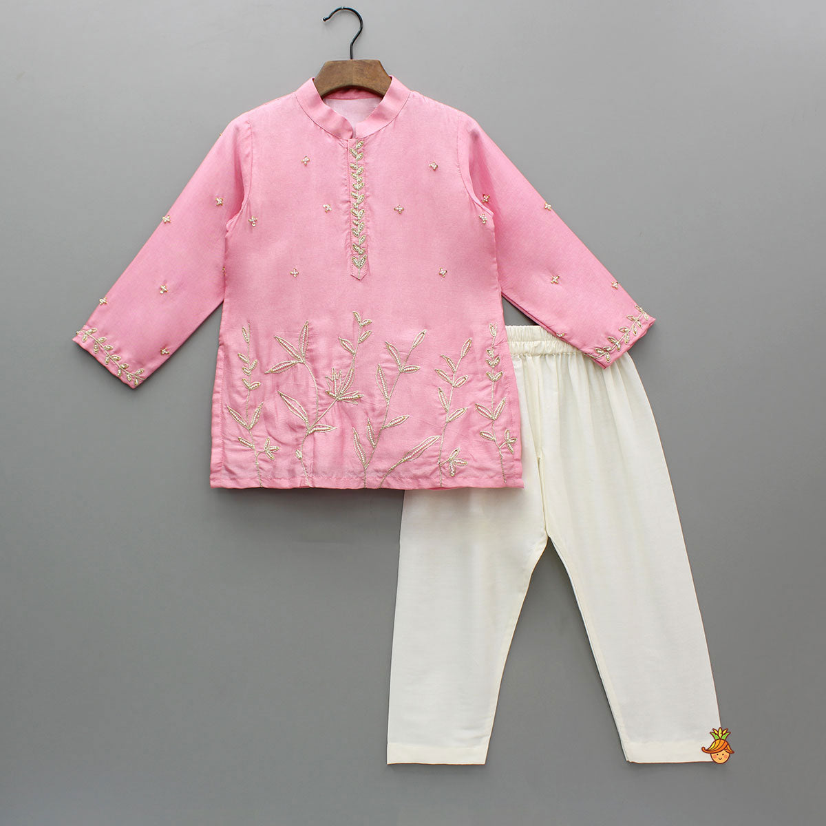 Pink Embroidered Kurta And Pyjama