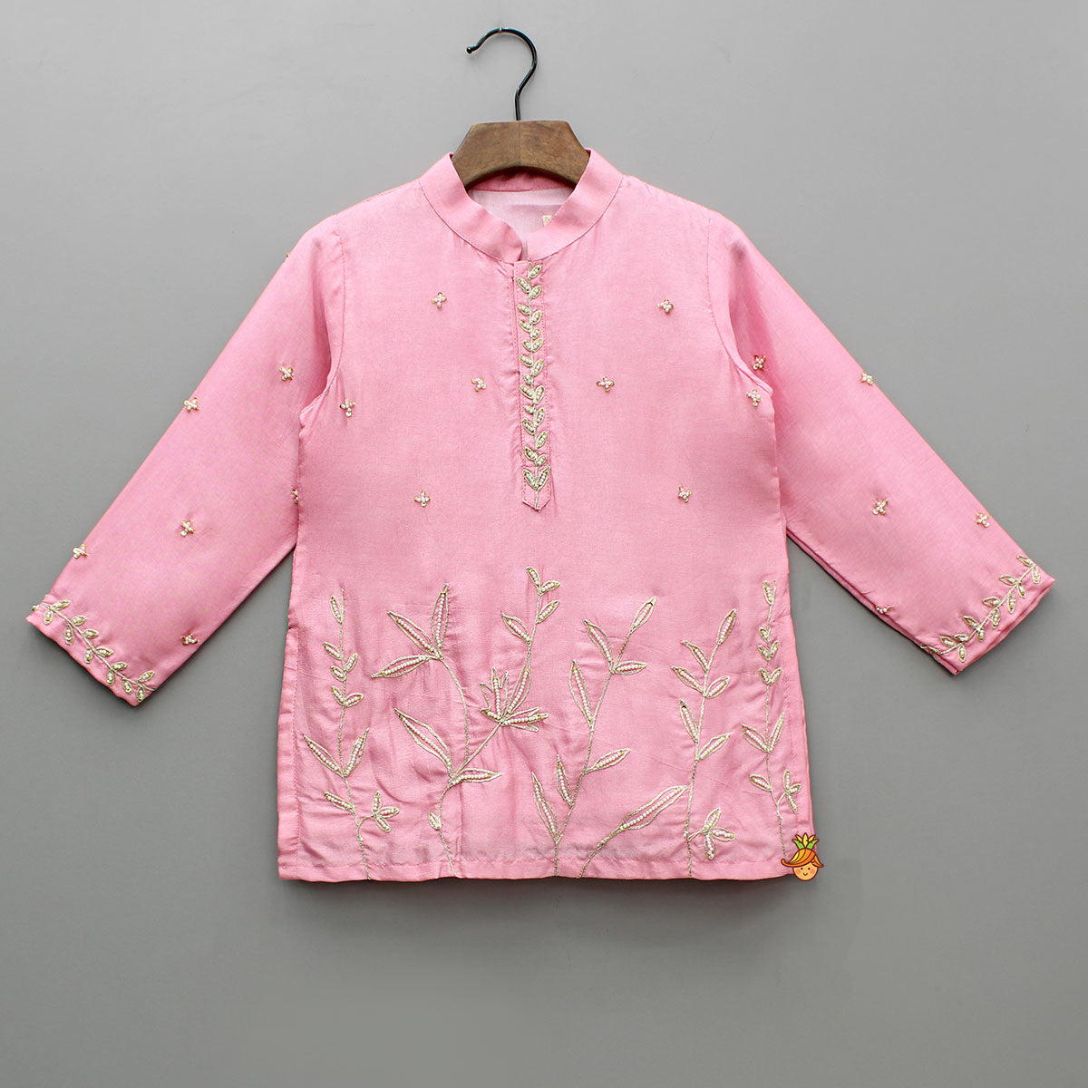 Pink Embroidered Kurta And Pyjama