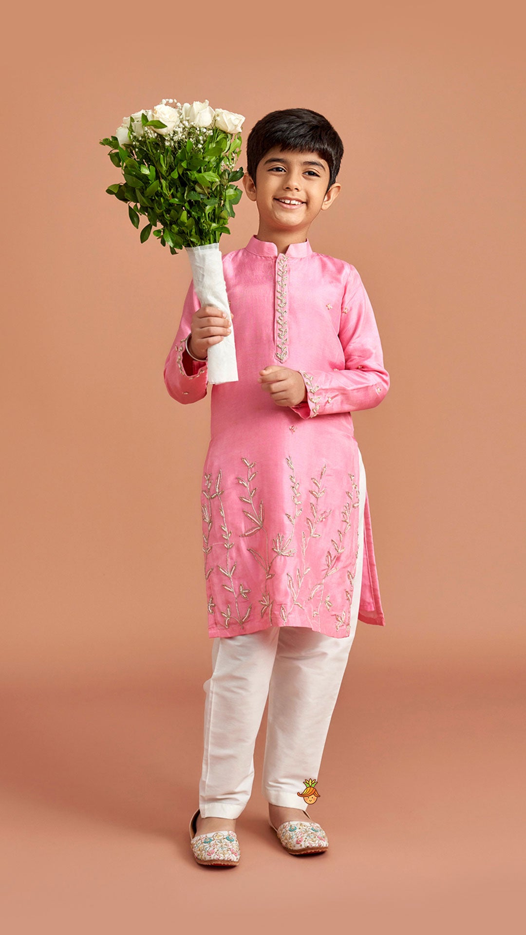 Pink Embroidered Kurta And Pyjama