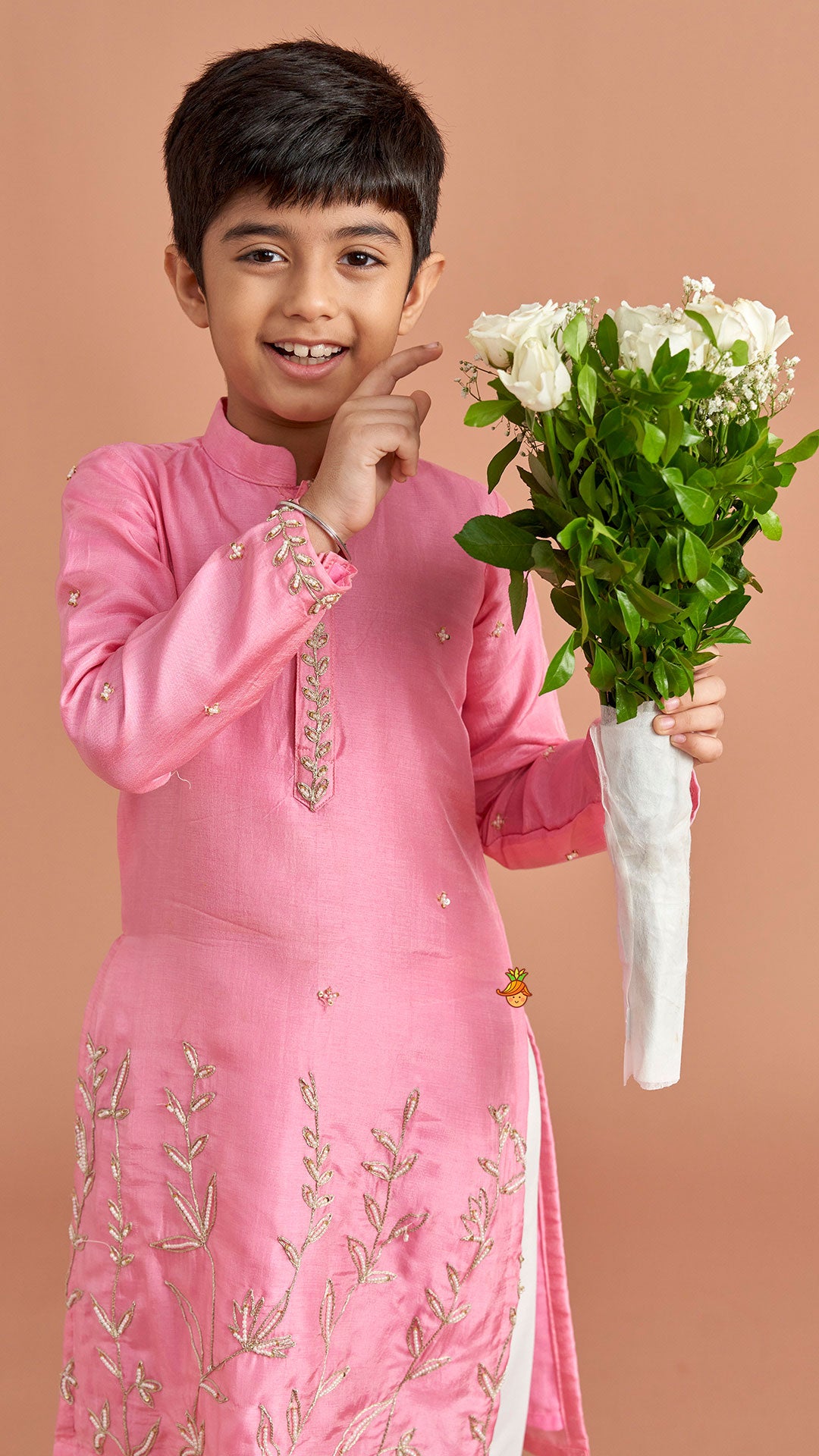 Pink Embroidered Kurta And Pyjama