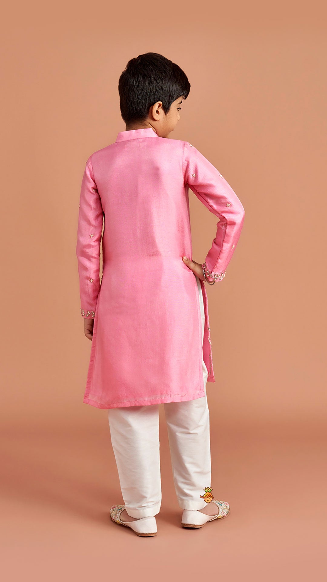 Pink Embroidered Kurta And Pyjama