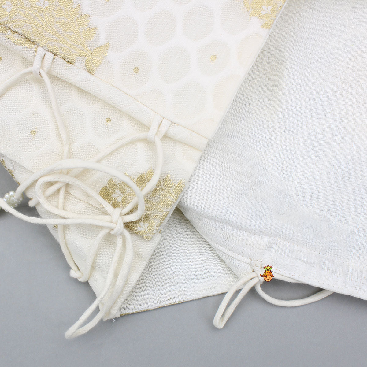 Off White Embroidered Embellished Top And Palazzo