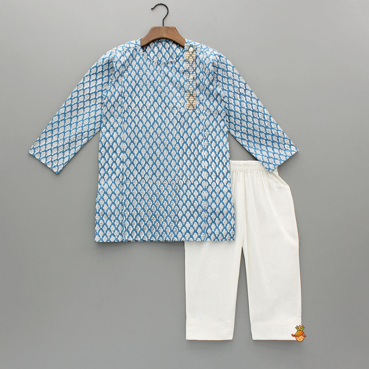 Blue Hand Block Printed Kurta And Pyjama