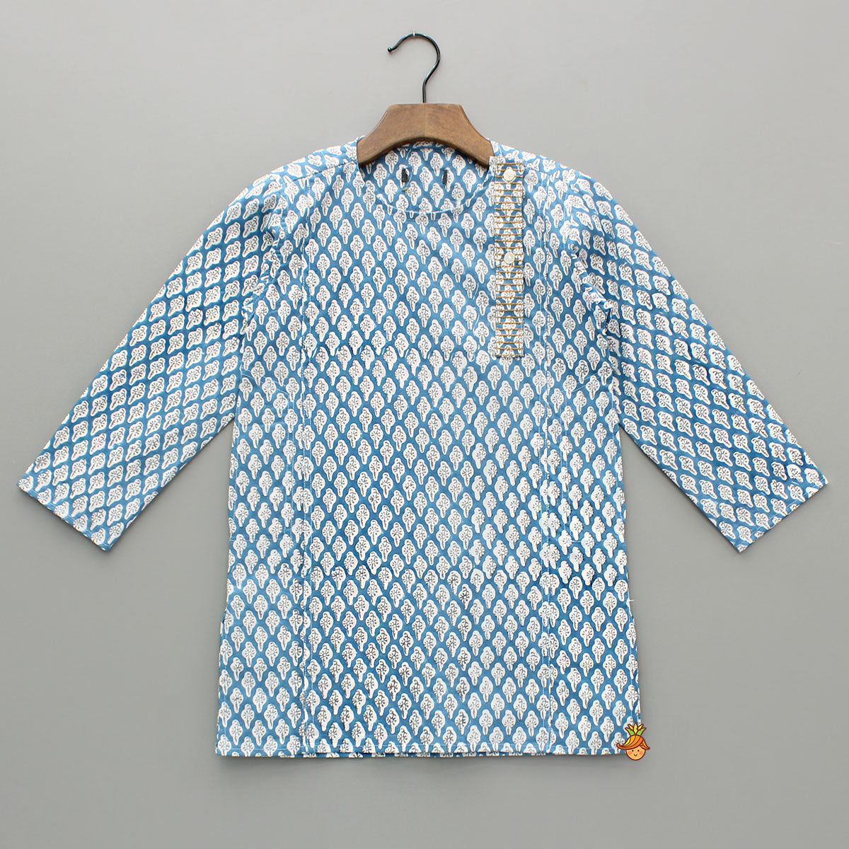 Blue Hand Block Printed Kurta And Pyjama
