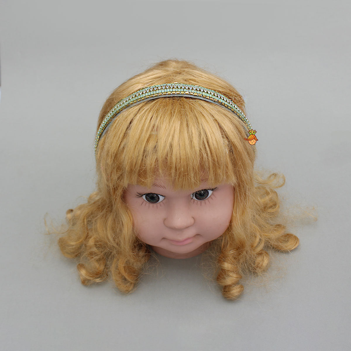 Green Artificial Stones Embroidered Hairband