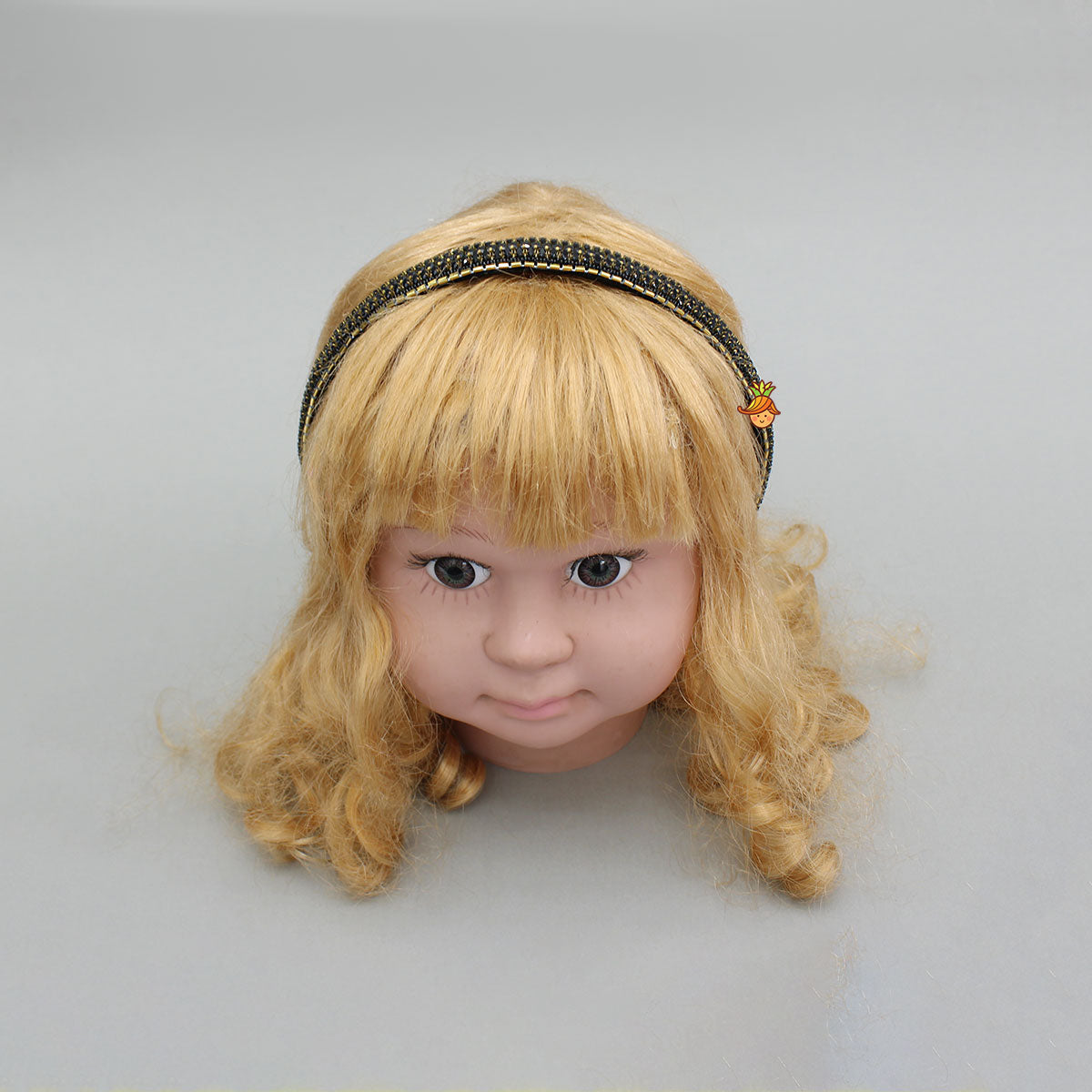 Black Artificial Stones Embroidered Hairband