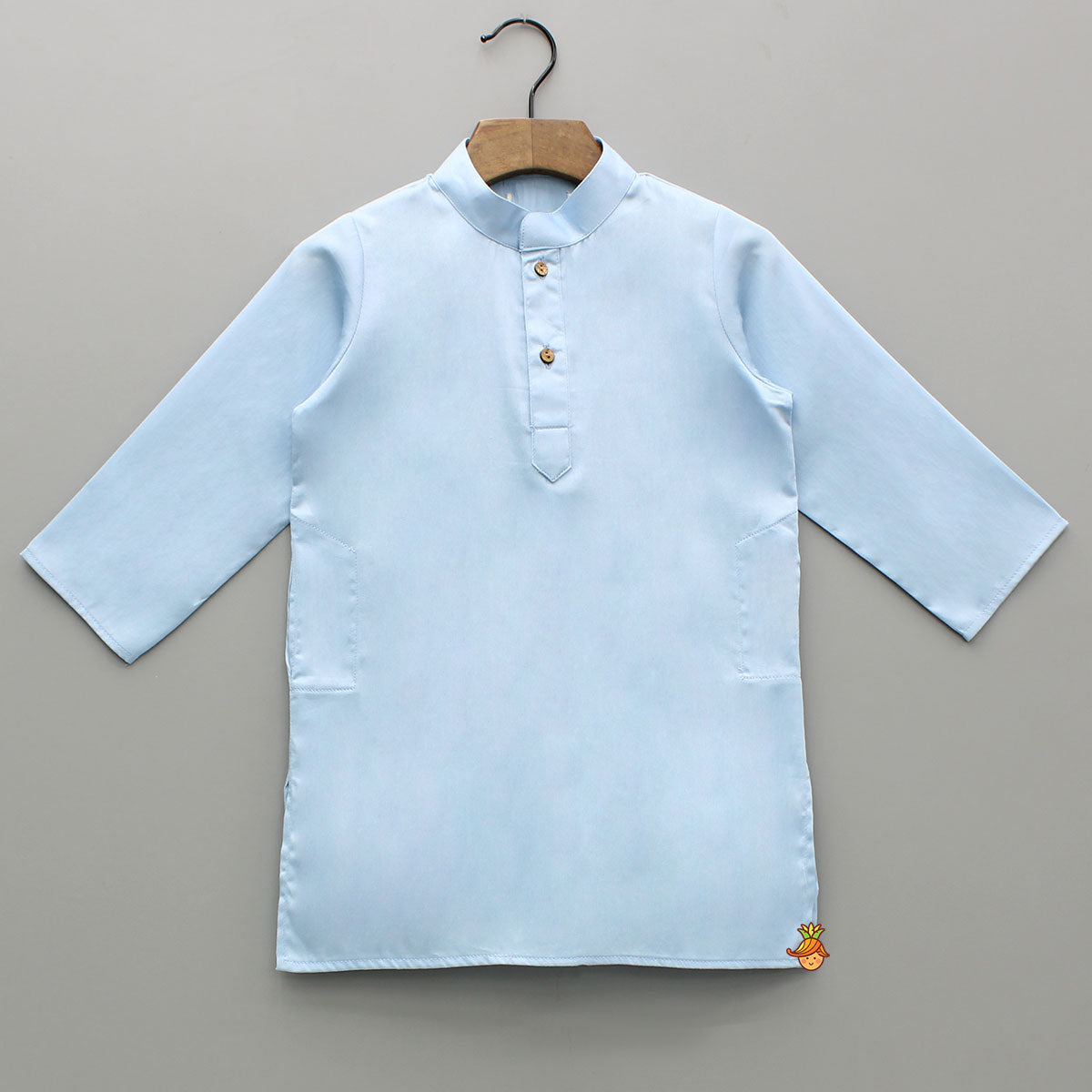 Blue Kurta With Printed Embroidered Jacket And Pyjama