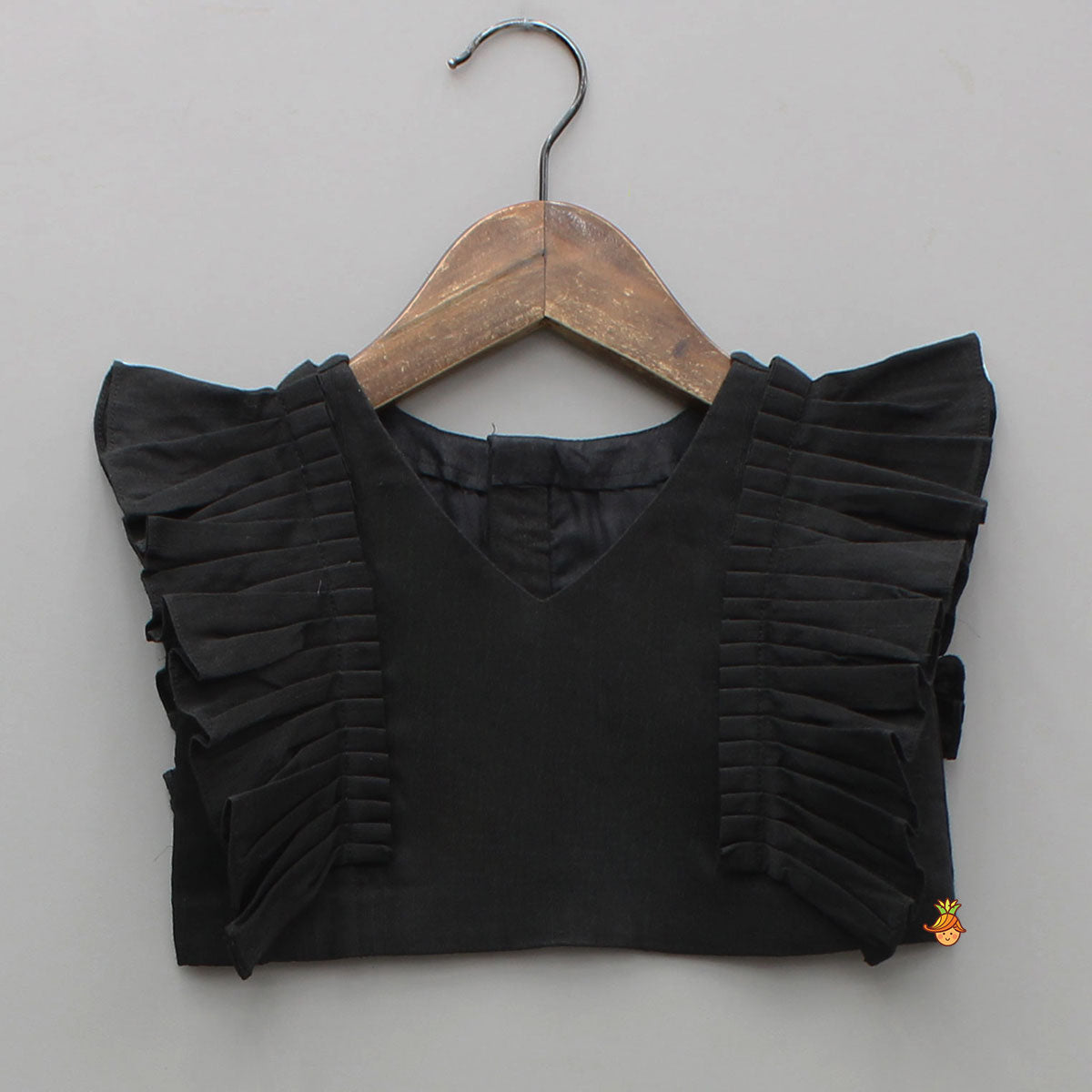 Black Top With Pleats Detailing And Pleated Lehenga