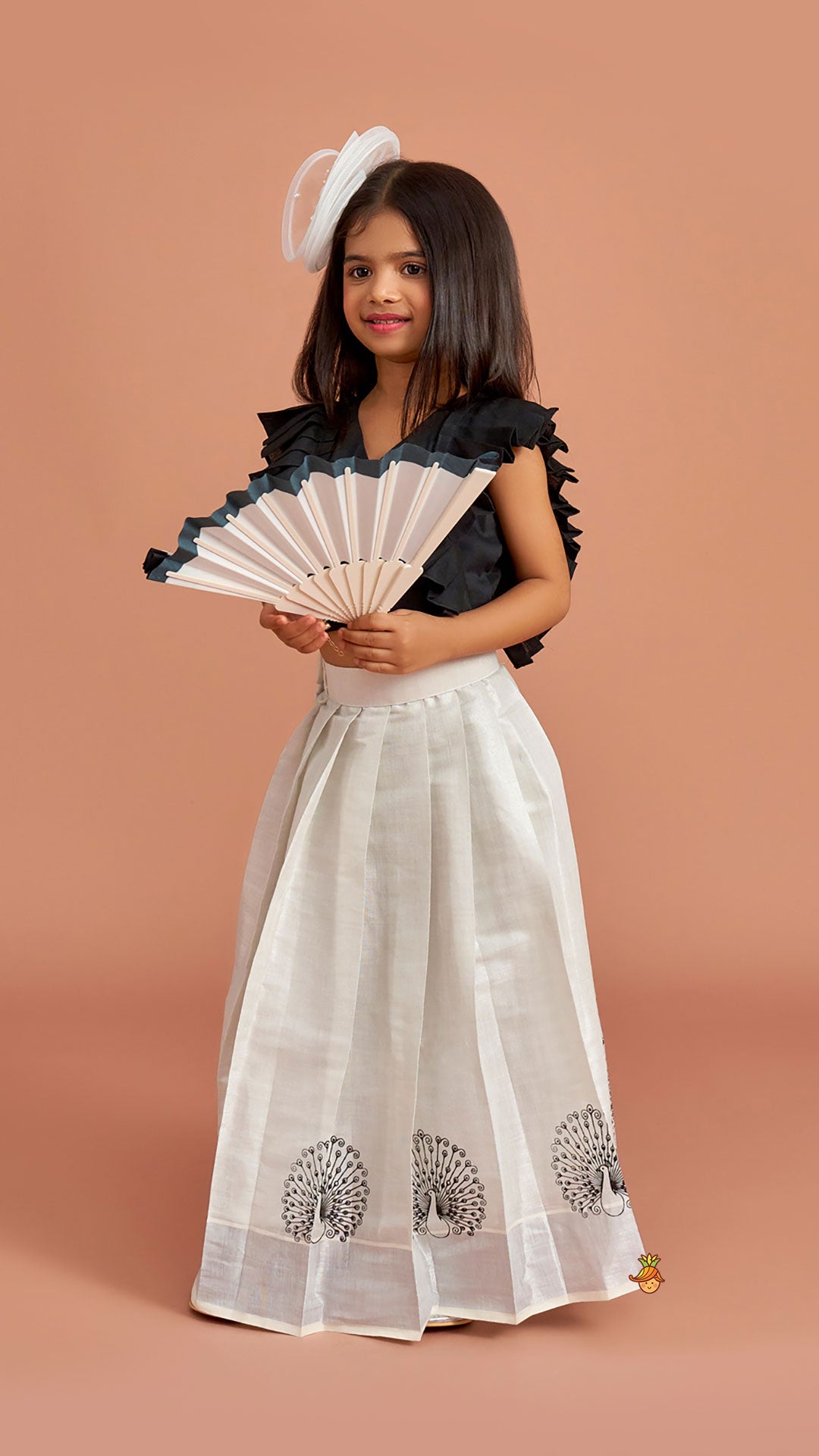 Black Top With Pleats Detailing And Pleated Lehenga