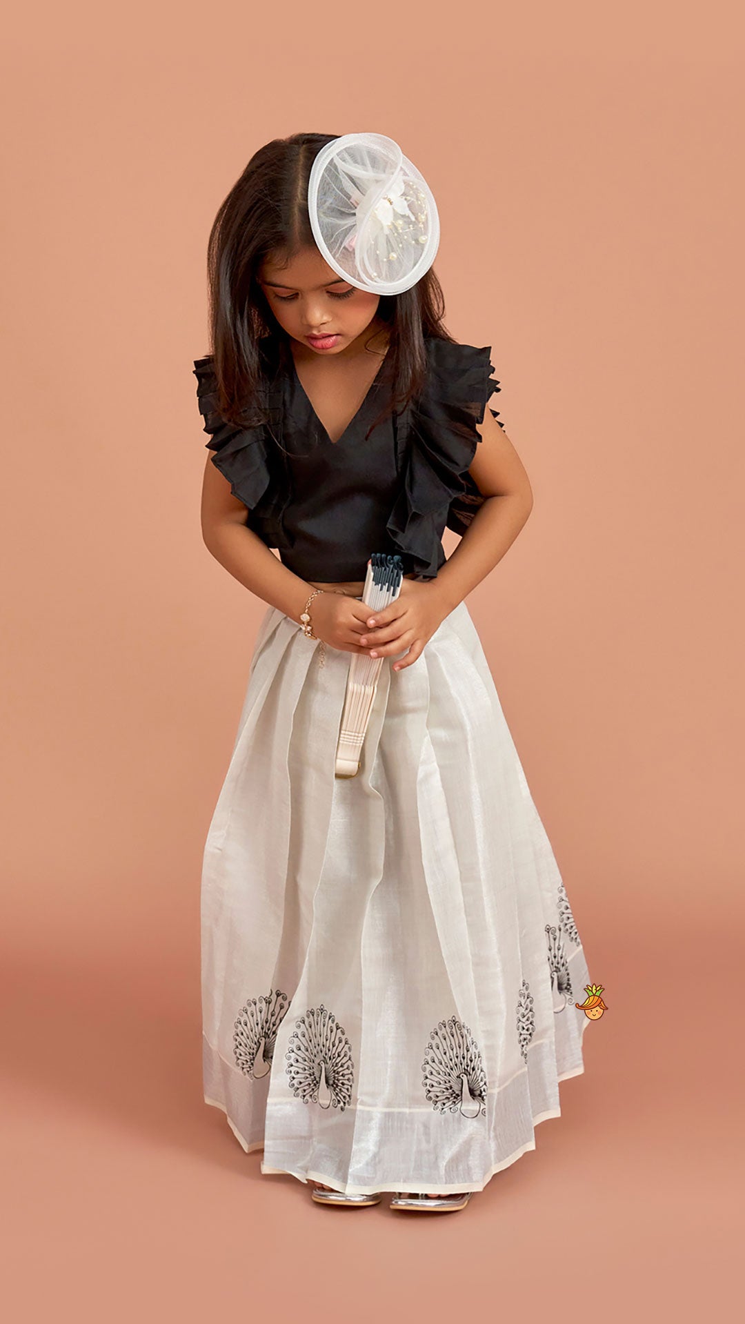 Black Top With Pleats Detailing And Pleated Lehenga