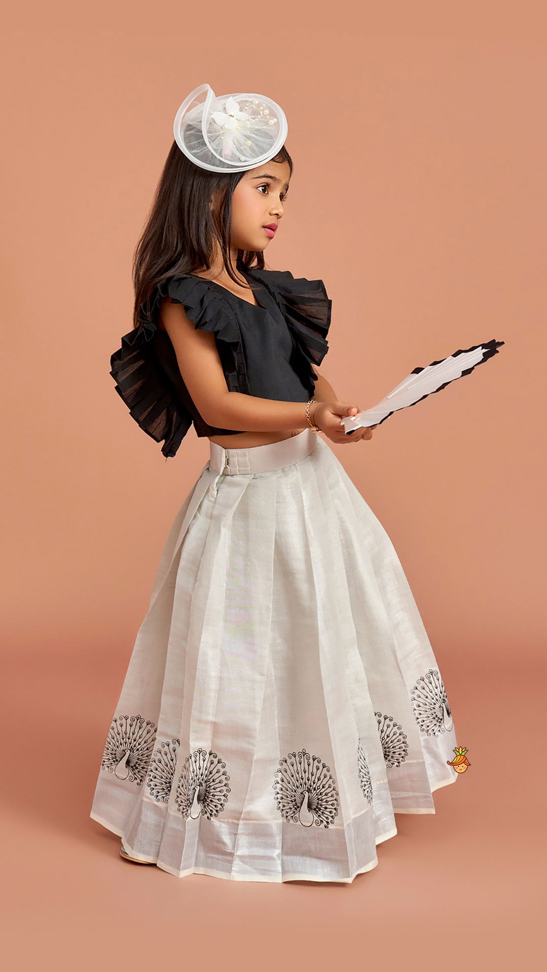 Black Top With Pleats Detailing And Pleated Lehenga