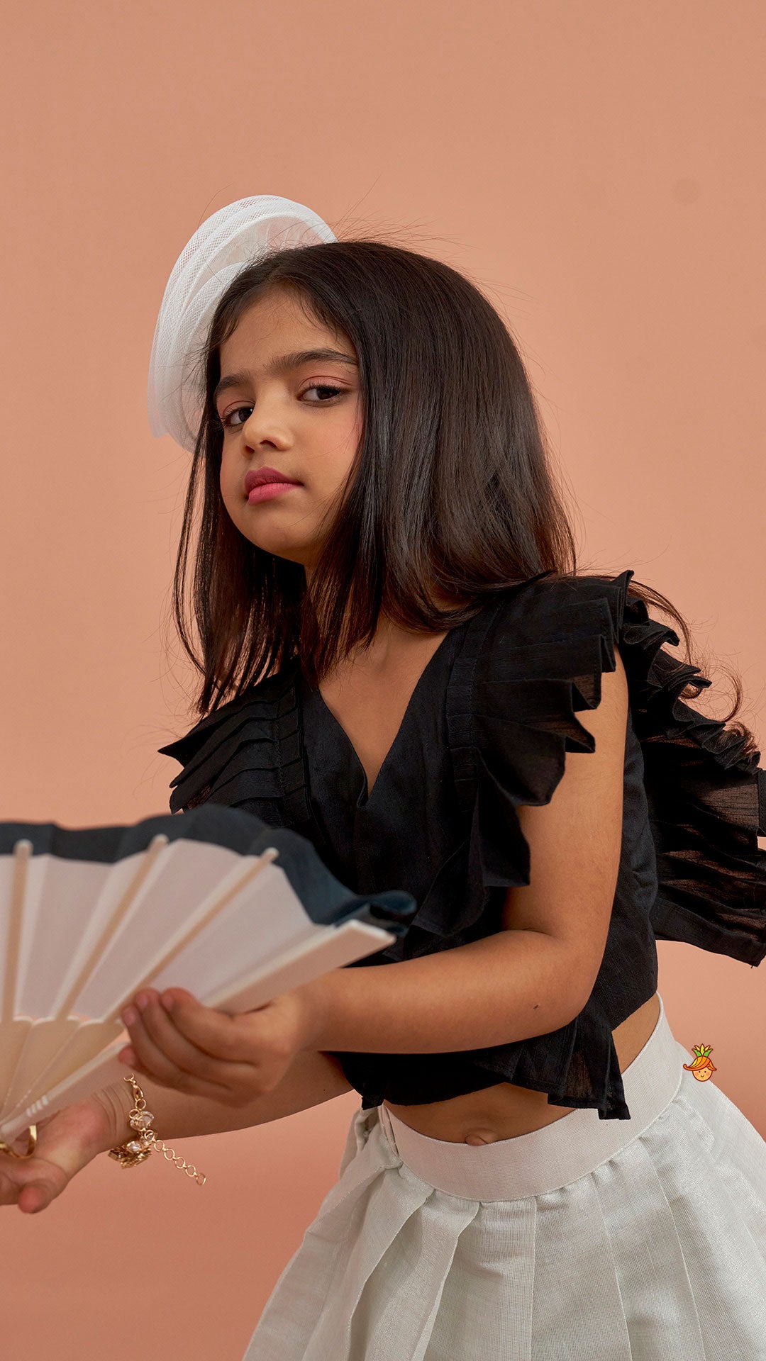 Black Top With Pleats Detailing And Pleated Lehenga