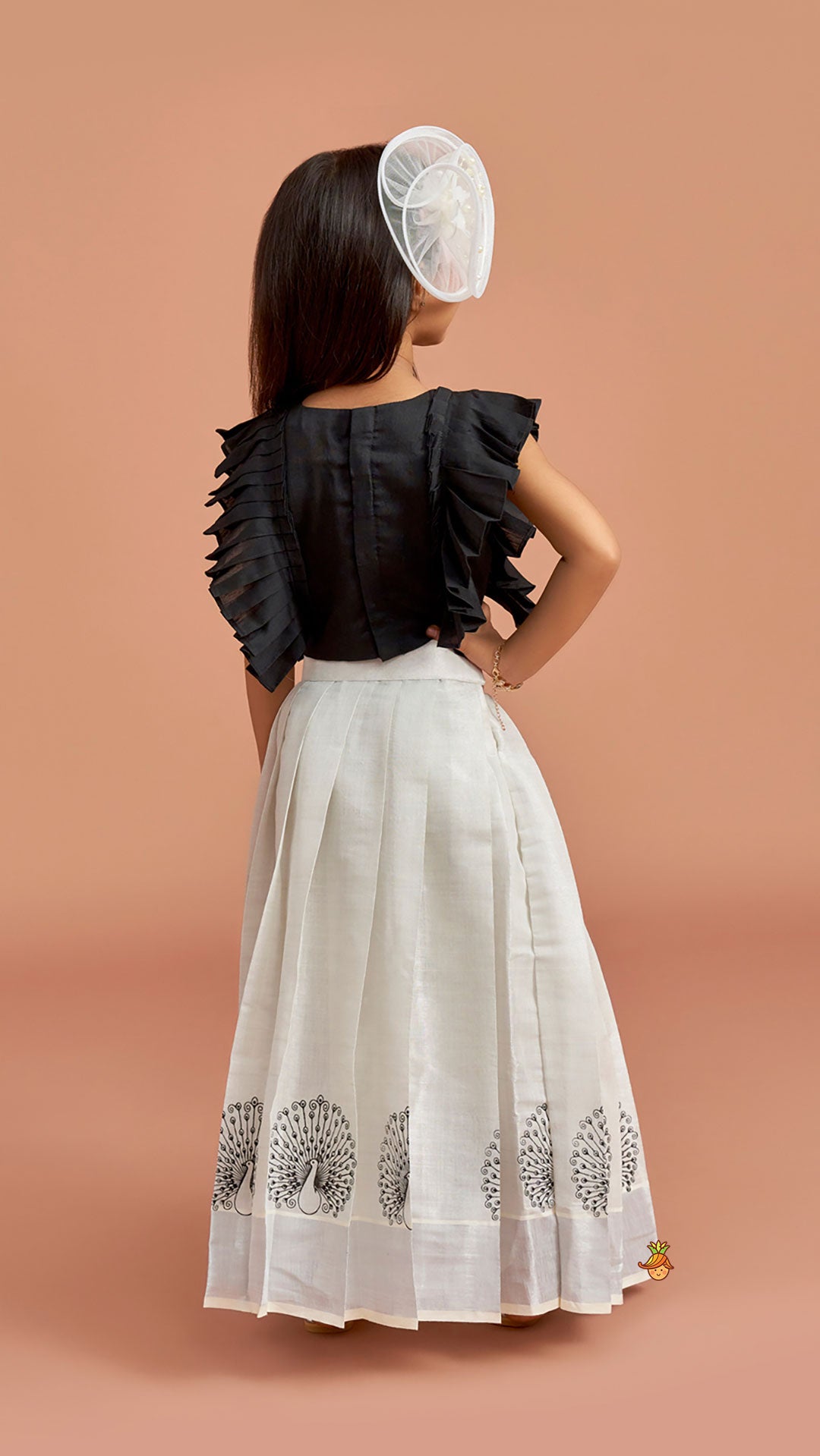 Black Top With Pleats Detailing And Pleated Lehenga