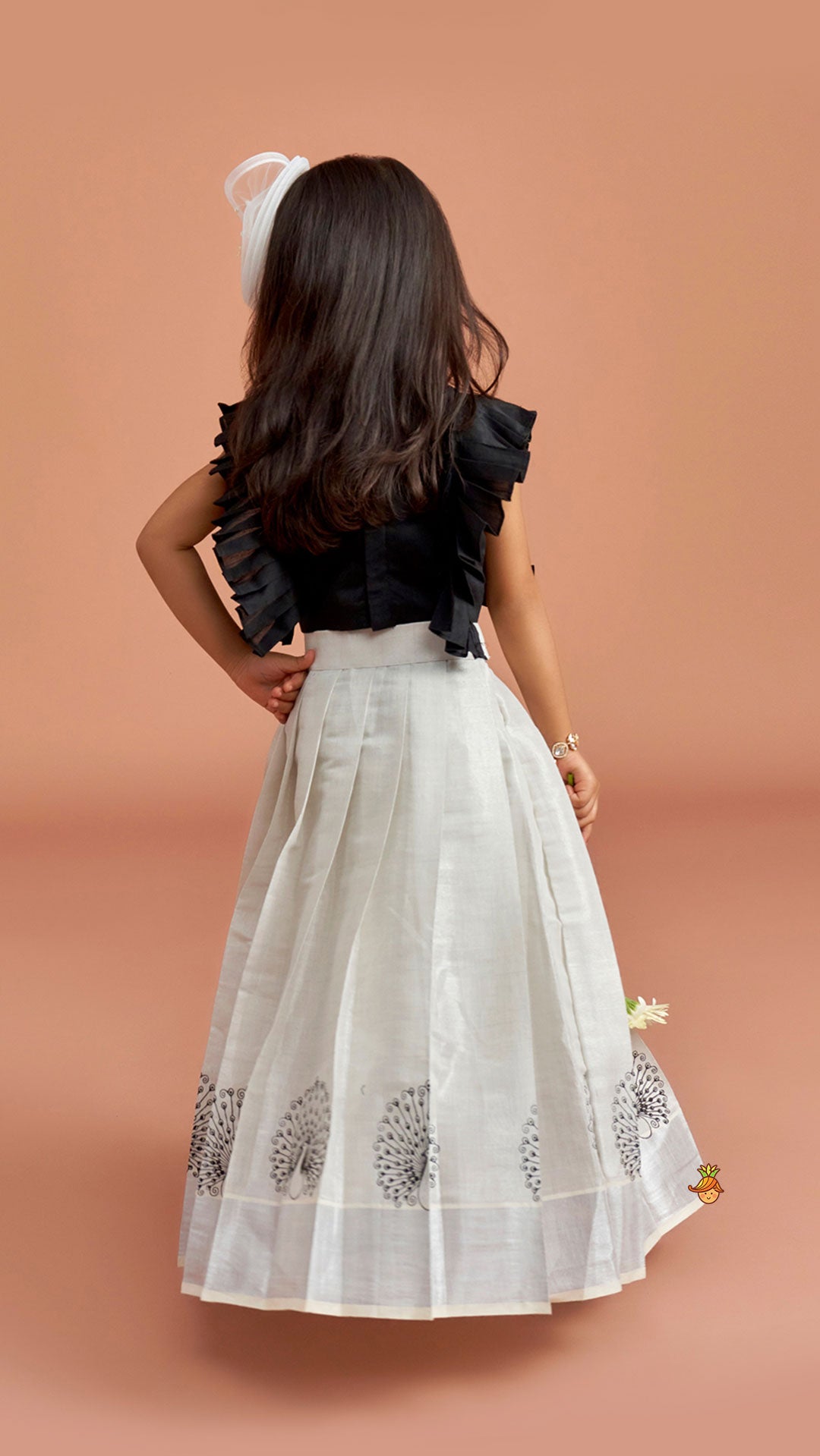 Black Top With Pleats Detailing And Pleated Lehenga