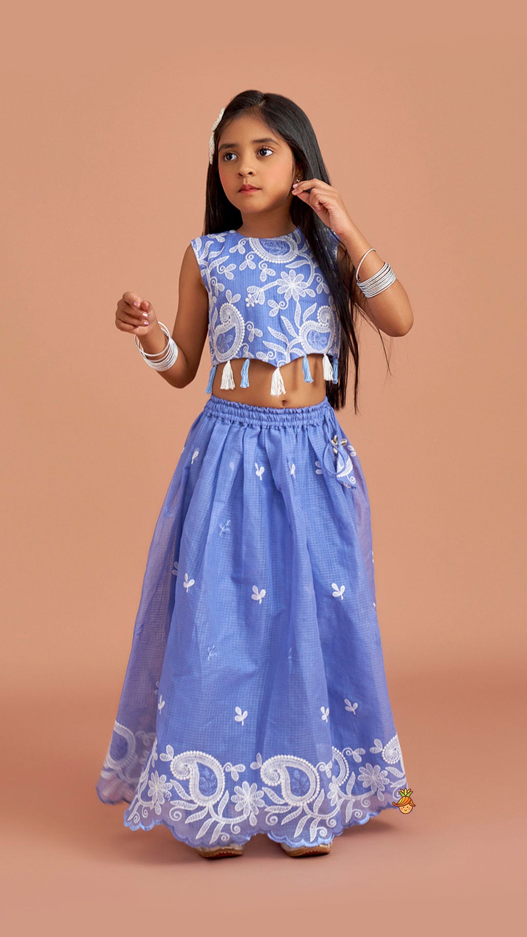 Embroidered And Embellished Top With Lehenga And Dupatta