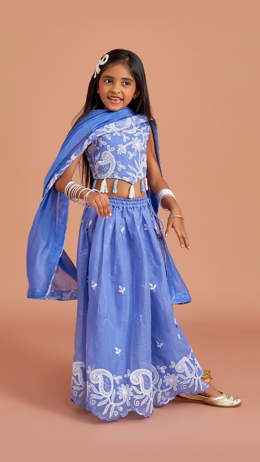 Embroidered And Embellished Top With Lehenga And Dupatta