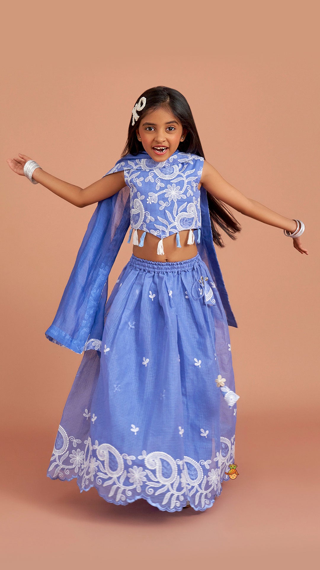 Embroidered And Embellished Top With Lehenga And Dupatta