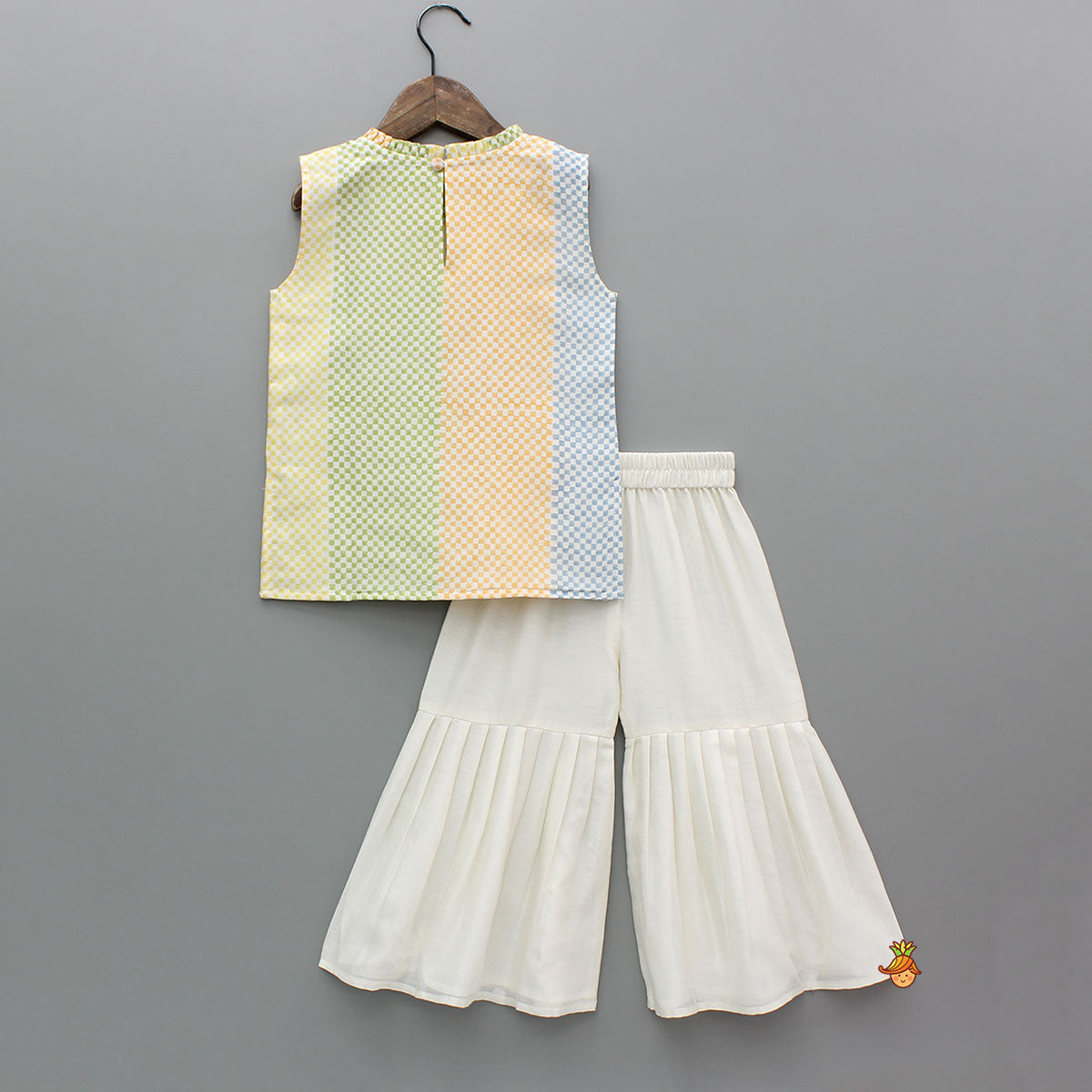 Cream Multicolour Printed Top And Sharara