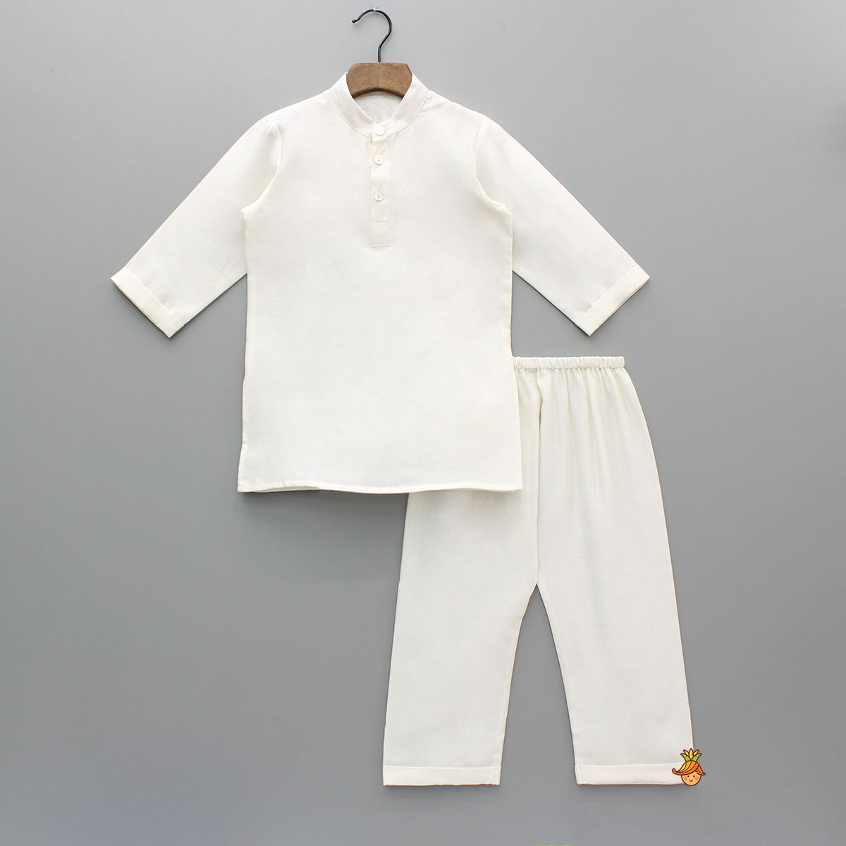 Cream Kurta With Purple Embroidered Jacket And Pyjama
