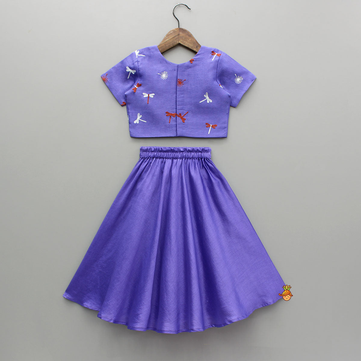 Purple Embroidered Top And Lehenga