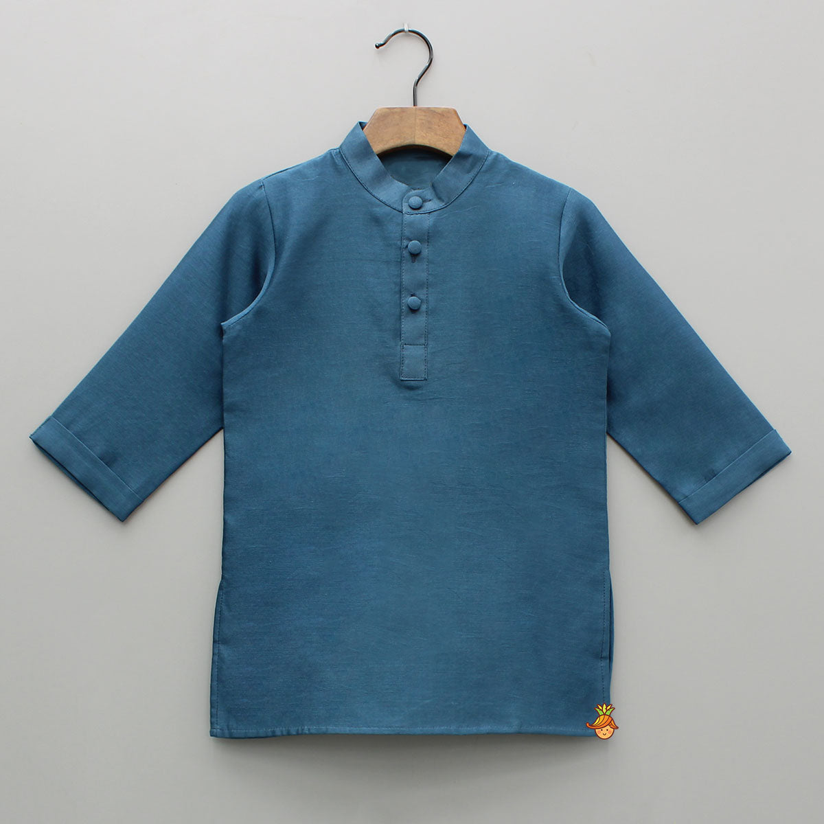 Blue Kurta And Floral Hand Block Printed Jacket And Pyjama