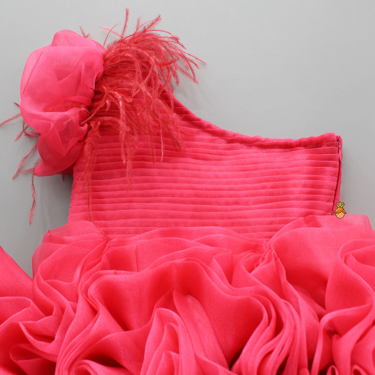 Pink One Shoulder Embellished Dress